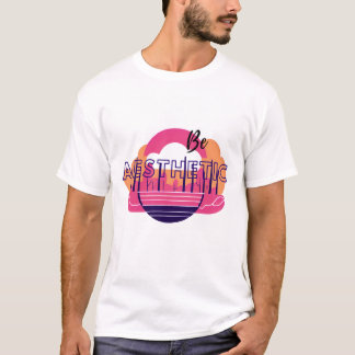 T-shirt Texte "Soyez esthétique" avec un coucher de soleil