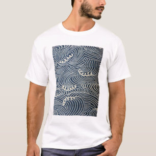 T-shirt Textile japonais vintage, motif de vague