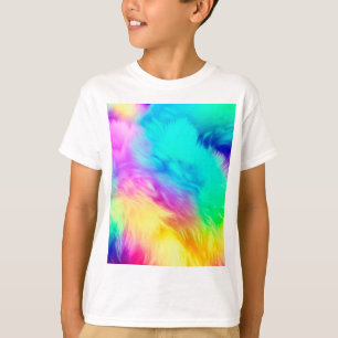 T-shirt Texture de fourrure duveteuse arc-en-ciel vif-7520
