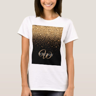 T-shirt Texture de luxe élégant avec paillettes dorées    