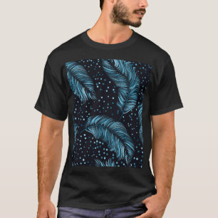 T-shirt Texture en plumes foncées sans couture, vintage ab
