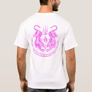 T-shirt Thai Tattoo Designs Tiger " Yant Suea Koo " Pink