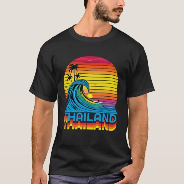 T-shirt Thailand Retro Throwback Surf & Thai Beach Souveni (Devant)