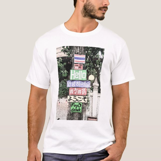 T-shirt Thaïlande Bonjour Signes Voyage (Devant)