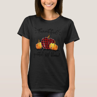 T-shirt Thankful Grateful And Blessed Pumpkin Fall Leopard