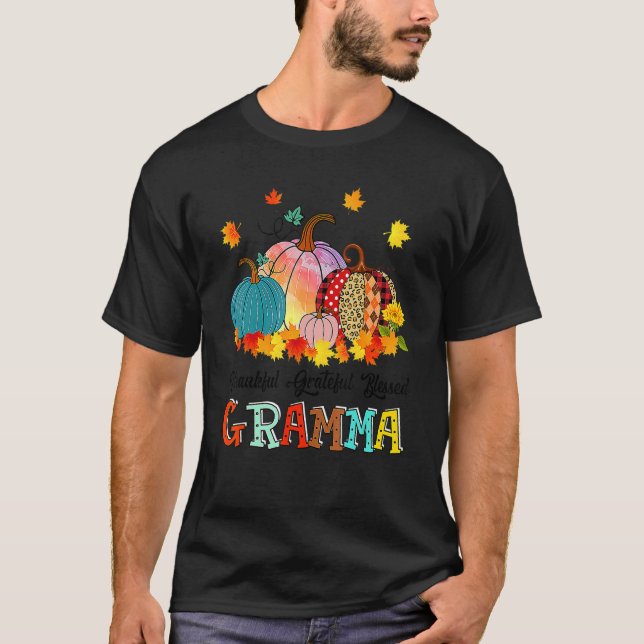 T-shirt Thankful Grateful Blessed Gramma Pumpkins Thanksgi (Devant)