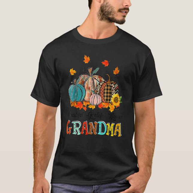 T-shirt Thankful Grateful Blessed Grammy Pumpkins Thanksgi (Devant)