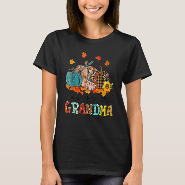 T-shirt Thankful Grateful Blessed Grammy Pumpkins Thanksgi (Devant)
