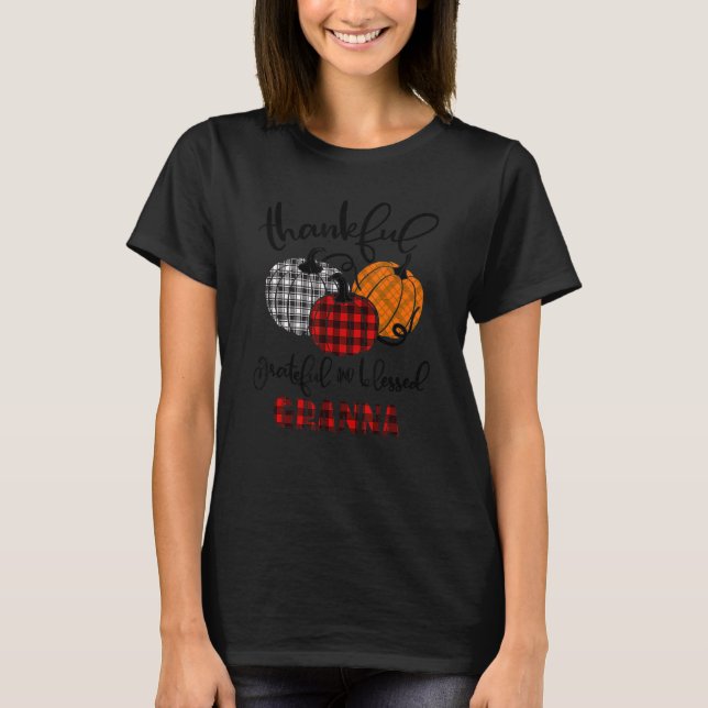 T-shirt Thankful Grateful Blessed Granna Autumn Fall Pumpk (Devant)