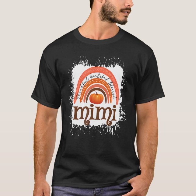 T-shirt Thankful Grateful Blessed Mimi Fall Pumpkin Thanks (Devant)