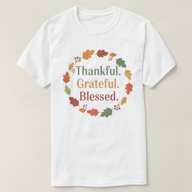 T-shirt Thankful Grateful Blessed | Minimal Thanksgiving  (Design devant)