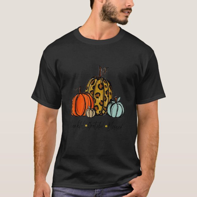 T-shirt Thankful Grateful Blessed Pumpkin Thanksgiving Day (Devant)