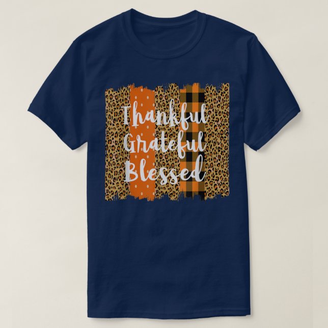T-shirt Thankful Grateful Blessed Women Leopard Buffalo (Design devant)