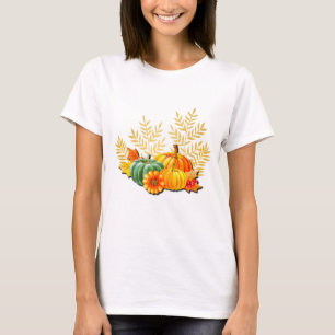 T-shirt Thankgiving Automne Maple Leaf et Sunflower