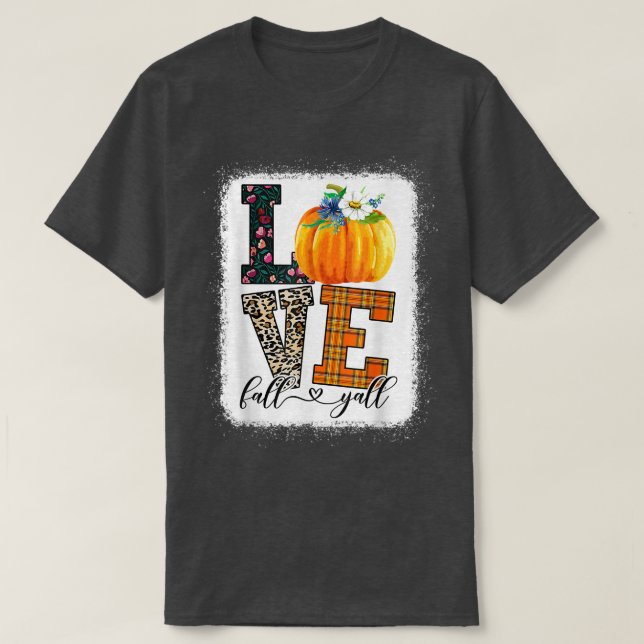 T-shirt Thankgiving Pumpkin  Leopard Print Fall Love Fall  (Design devant)