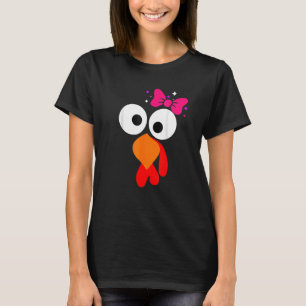 T-shirt Thankgiving Turkey Face Pink Bow