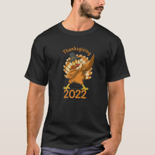 T-shirt Thanksgiving 2022 Dabbing Turkey Bird with Casquet
