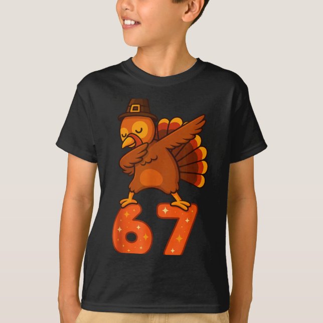 T-shirt Thanksgiving 67 Meme Six Seven Funny Turkey  (Devant)