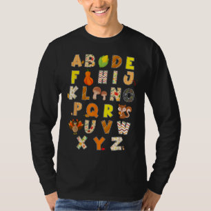 T-shirt Thanksgiving Alphabet Funny Turkey Fall Preschool