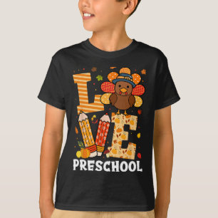 T-shirt Thanksgiving Amour Enseignant préscolaire Turquie