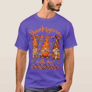 T-shirt Thanksgiving Avec Mes Gnomies Automne Gnomes Fall 