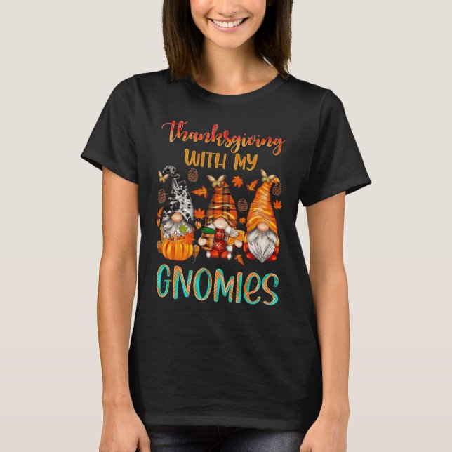 T-shirt Thanksgiving Avec Mes Gnomies Automne Saison Citro (Devant)