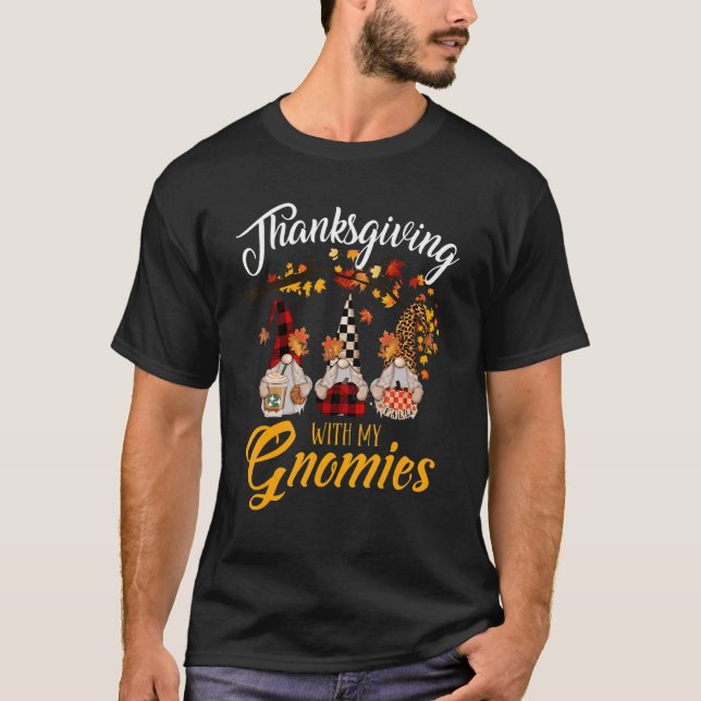 T-shirt Thanksgiving Avec Mes Gnomies L'Automne Laisse Leo (Devant)