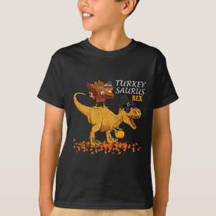 T-shirt Thanksgiving Boys Turkey Saurus T Rex Dino Kids Di