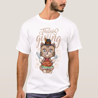T-shirt thanksgiving cat funny desing family