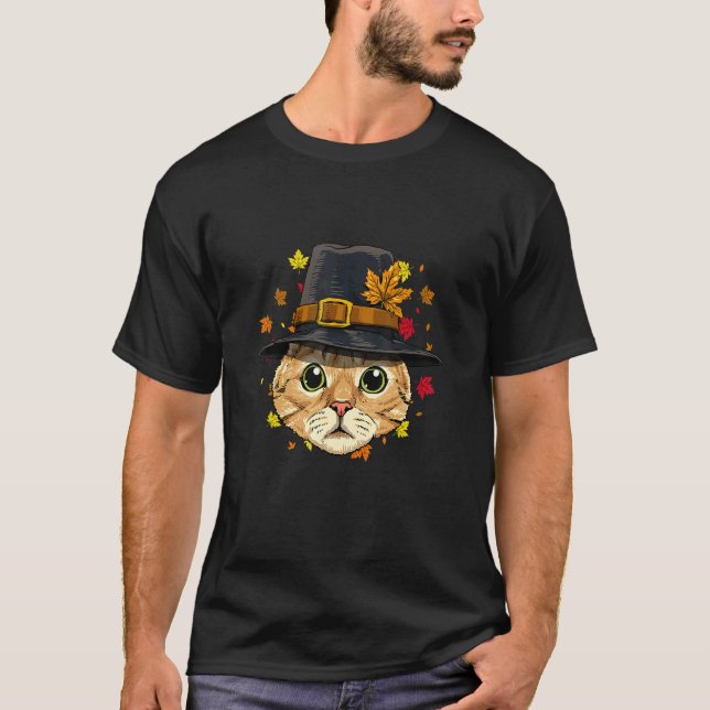 T-shirt Thanksgiving Cat Pilgrim Costume (Devant)
