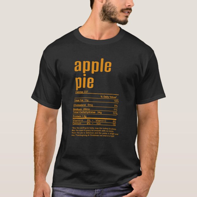 T-shirt Thanksgiving Christmas Apple Pie Nutritional Facts (Devant)