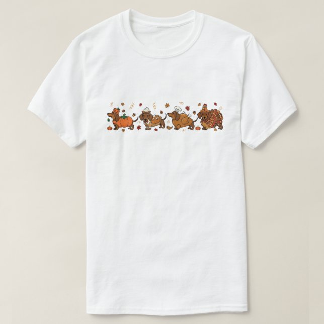 T-shirt Thanksgiving Dachshund Coquette (Design devant)
