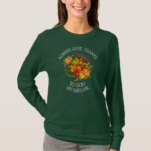 T-shirt Thanksgiving DONNE TOUJOURS MERCI À DIEU Floral