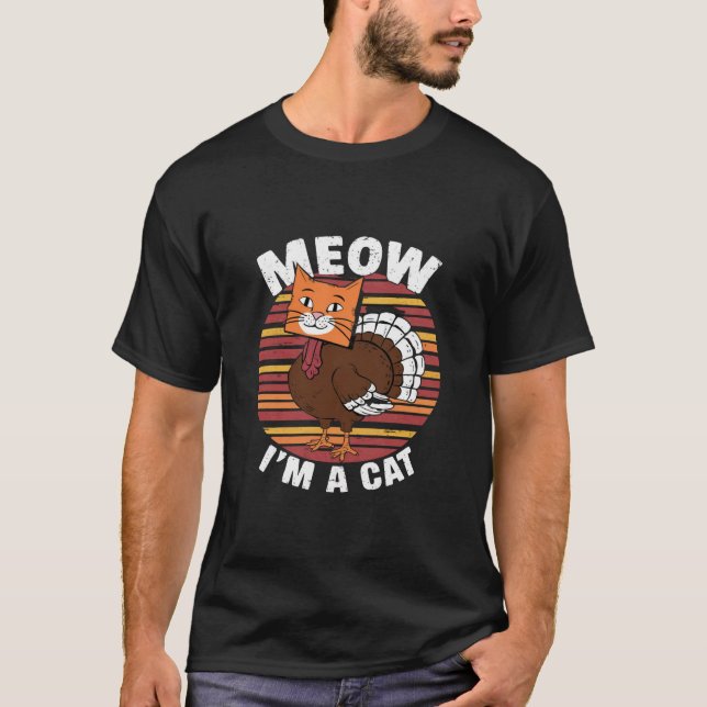 T-shirt Thanksgiving Drôle Turquie Fake Cat Retro (Devant)