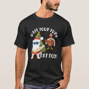 T-shirt Thanksgiving Funny Père Noël Turquie Gros garço