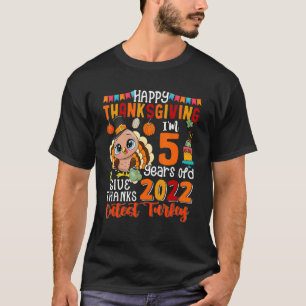 T-shirt Thanksgiving I'm 5 Years Old 2022 Cutest Turkey 5t