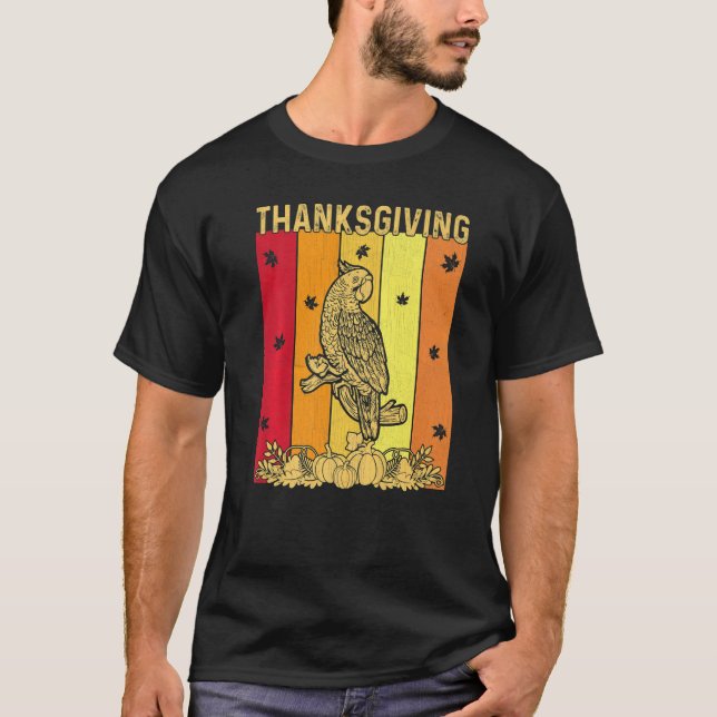 T-shirt Thanksgiving Retro Parrot Matching Family Pajamas (Devant)