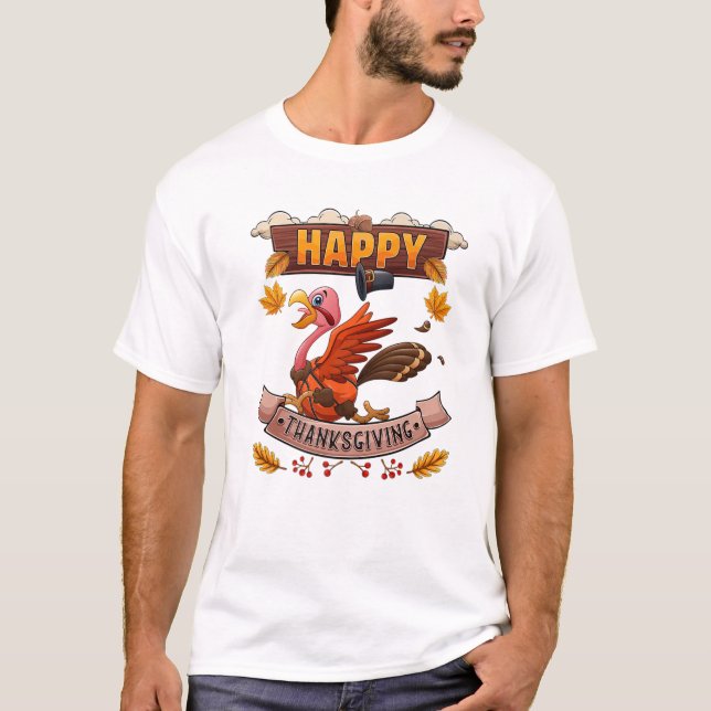 T-shirt Thanksgiving Turkey Basket-ball (Devant)