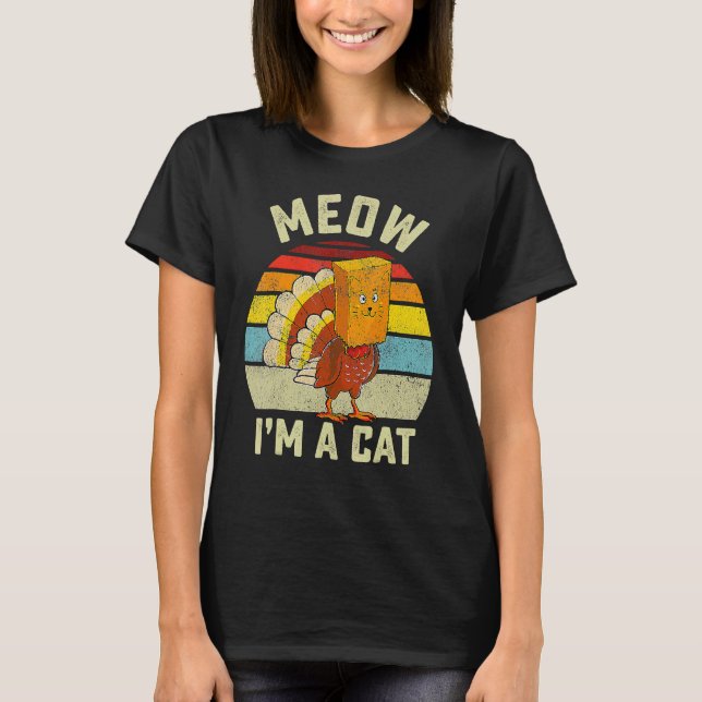 T-shirt Thanksgiving  Turkey Fake Cat Retro (Devant)