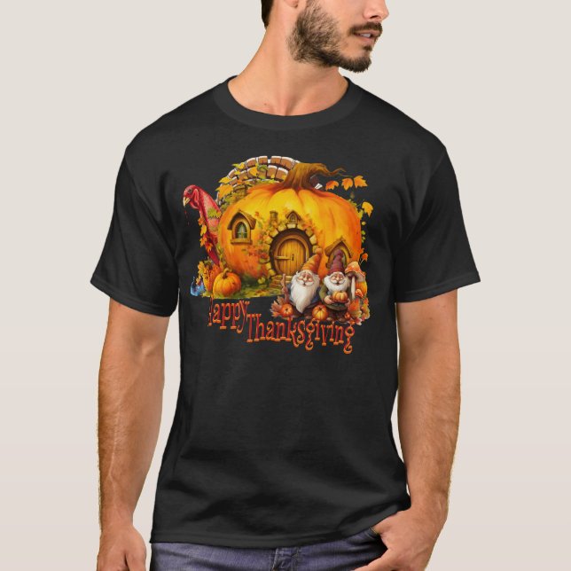 T-shirt Thanksgiving Turkey Horror Gnomes (Devant)