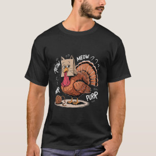 T-shirt Thanksgiving Turkey Meow Je suis un chat drôle Tha