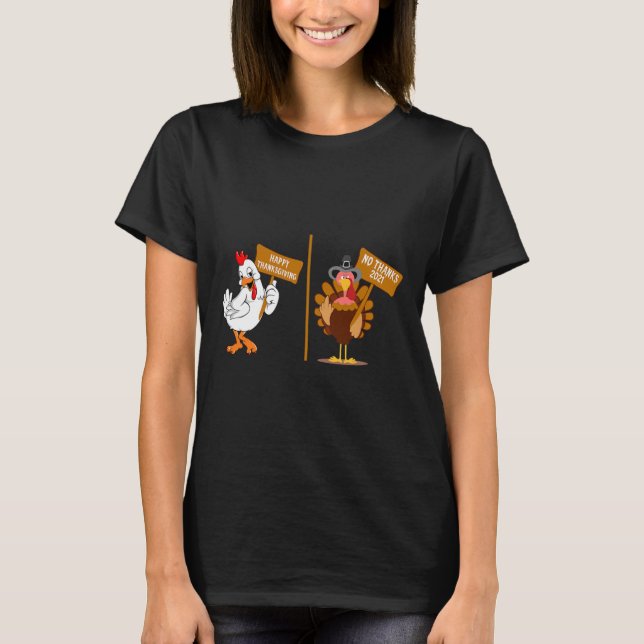 T-shirt Thanksgiving Turkey No Thanks Grumpy Halloween Fun (Devant)
