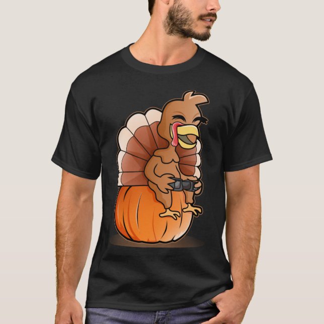 T-shirt Thanksgiving Turquie Citrouille Gamer Thanksgiving (Devant)