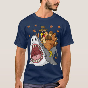 T-shirt Thanksgiving Turquie équitation requin drôle garço