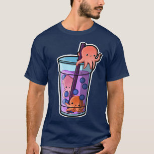 T-shirt Thé à bulle de poulpe Adorable Kawaii Animal migno