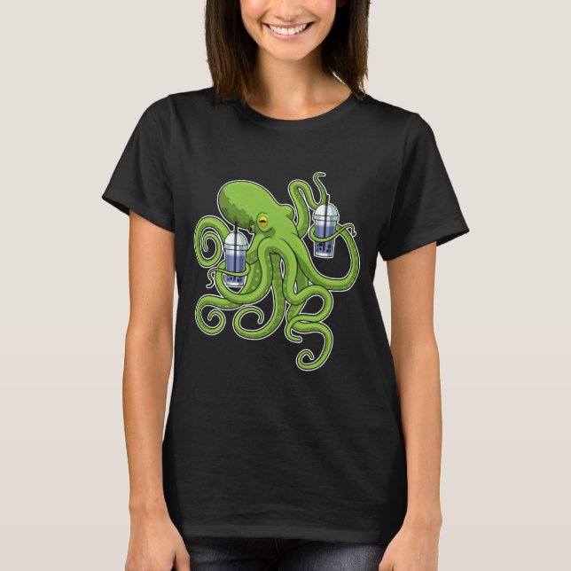 T-shirt Thé à bulle d'octopus (Devant)