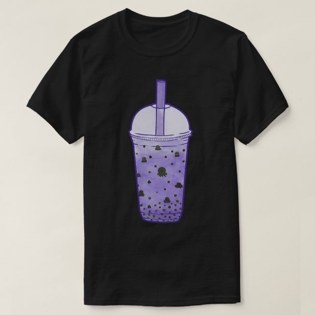 T-shirt Thé à bulle d'octopus pourpre (Design devant)