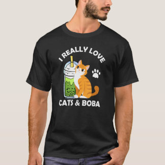 T-shirt Thé au Lait de Boba Je Réellement Aime les Chats &