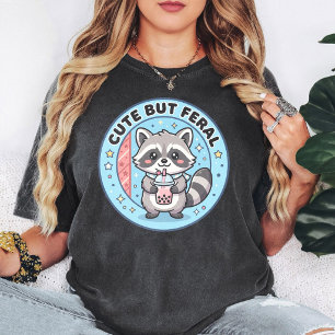 T-shirt Thé aux bulles de Raton laveur mignon mais sauvage