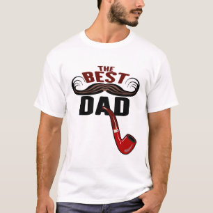 T-shirt the best dad famille moustache pipe fete papa pere